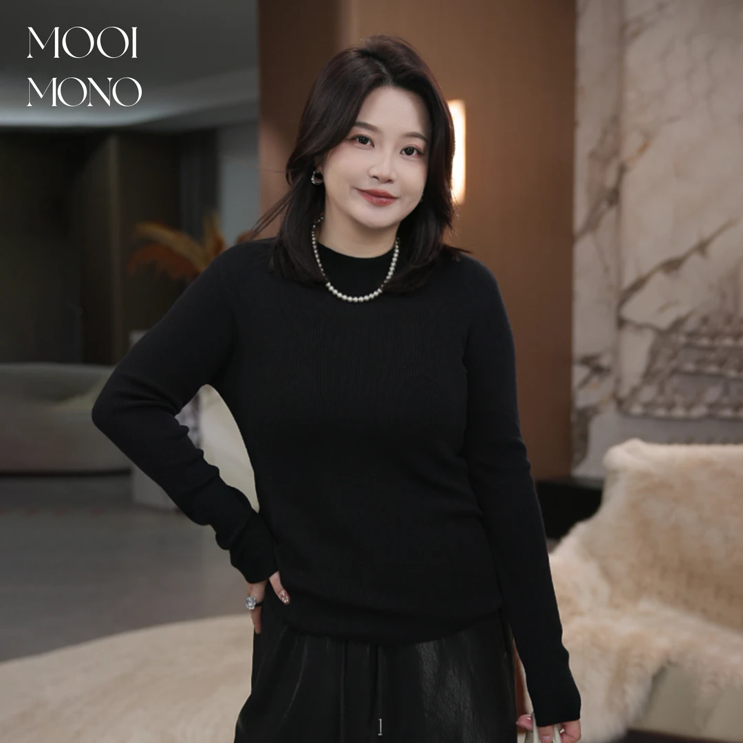 MOOI MONO"静奢织物"显瘦气质百搭半高领基础打底毛衫 Z701C53