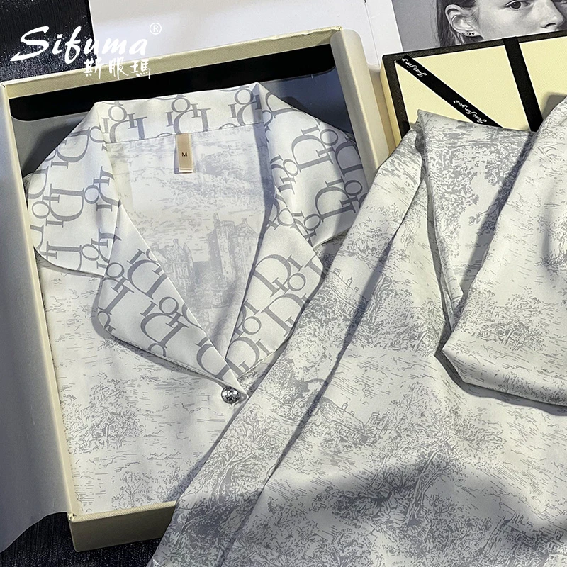 Sifuma/斯服玛《丛林D家》春秋丝质长袖两件套装睡衣家居服女
