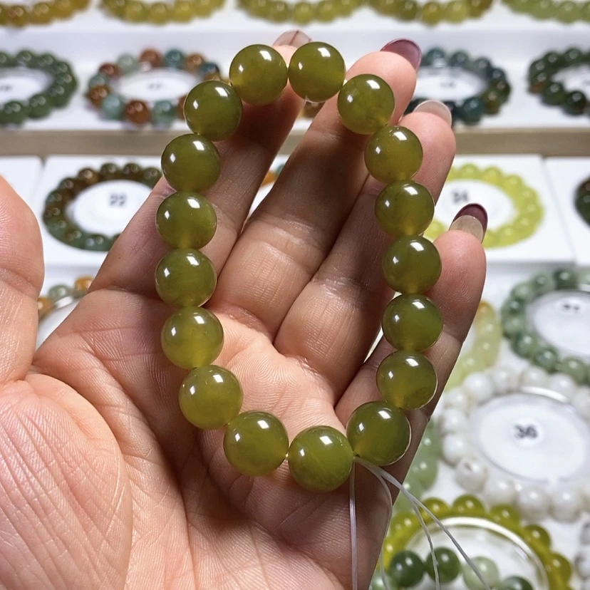 【闪购商品】未镶嵌蛇纹石玉手链卡12