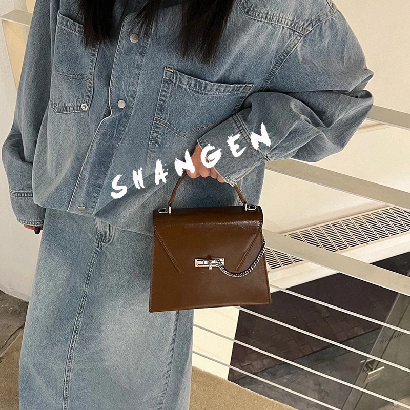 【尚恩CC】SK-82781-茶驼-21*8*25轻奢女士新款手提单肩斜挎包