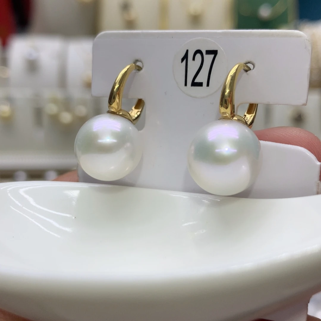 淡水珍珠耳饰18K金镶嵌