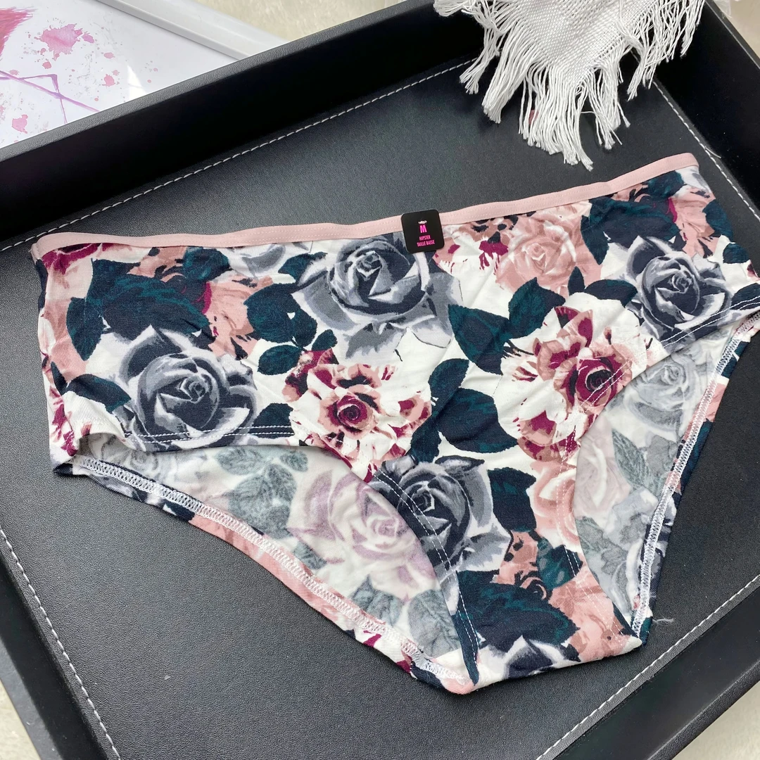 加拿大LA**za辣家低腰女三角内裤复古花色莫代尔舒适女士内裤
