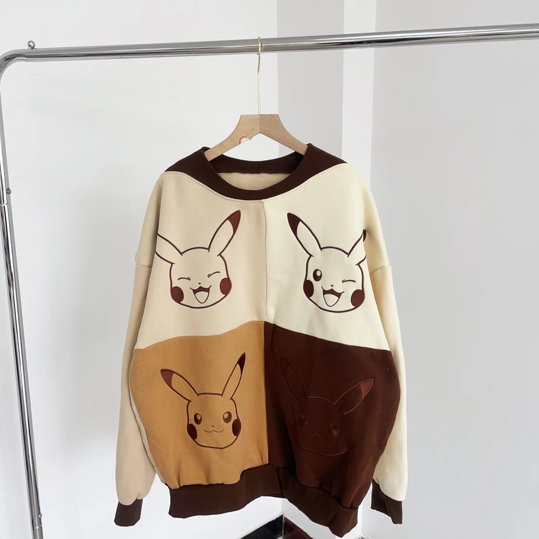 H123 加厚绒四色刺绣皮卡丘圆领休闲卫衣