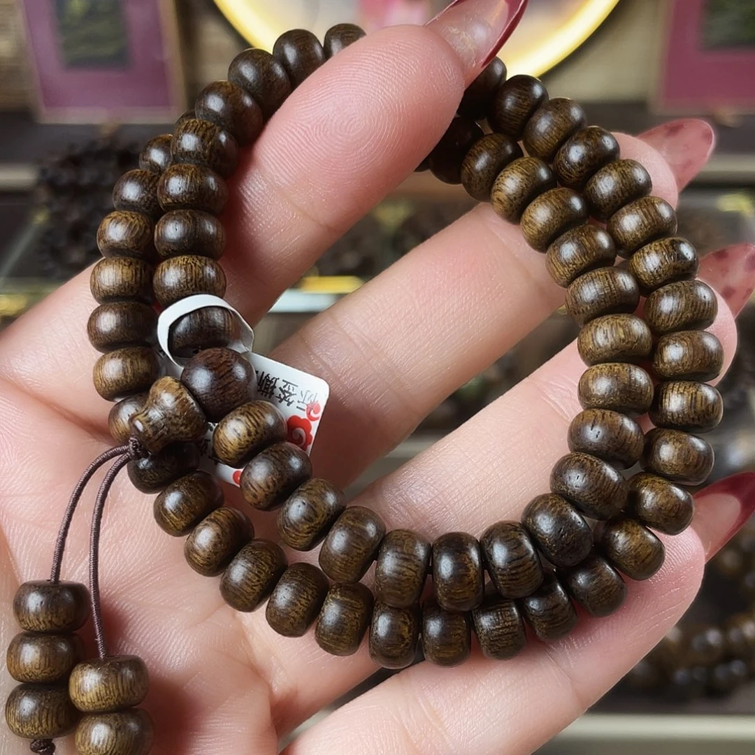 沉香手串越南富森红土玉化老料瘤疤6×8