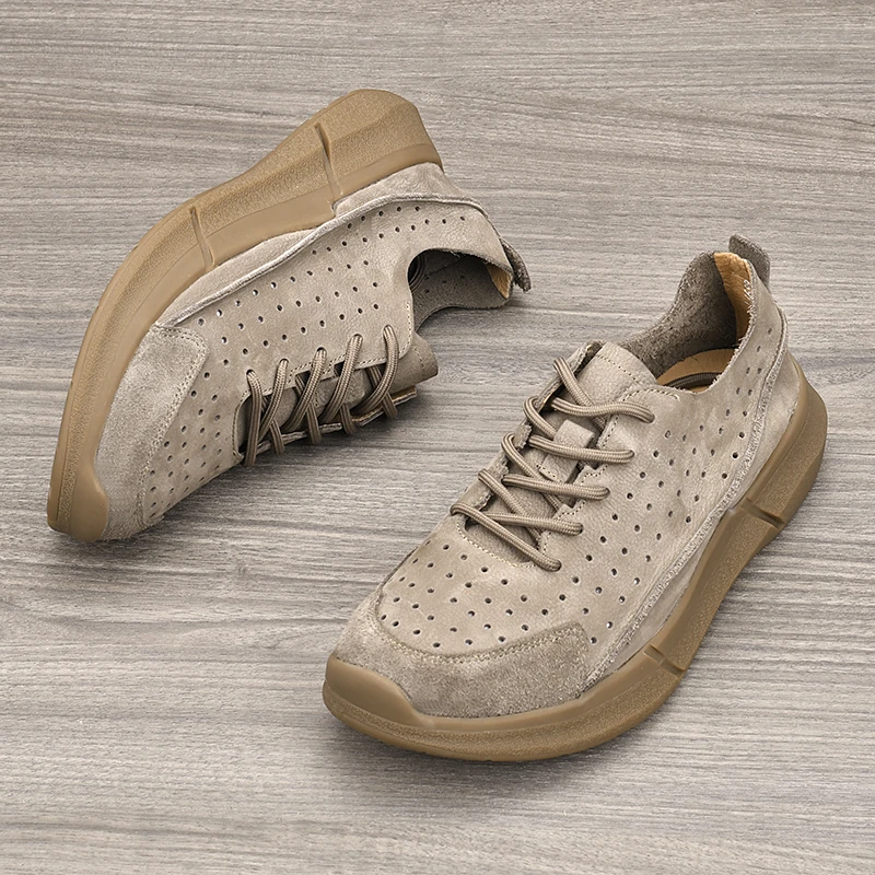 男士夏季透气真皮休闲鞋复古低帮皮鞋