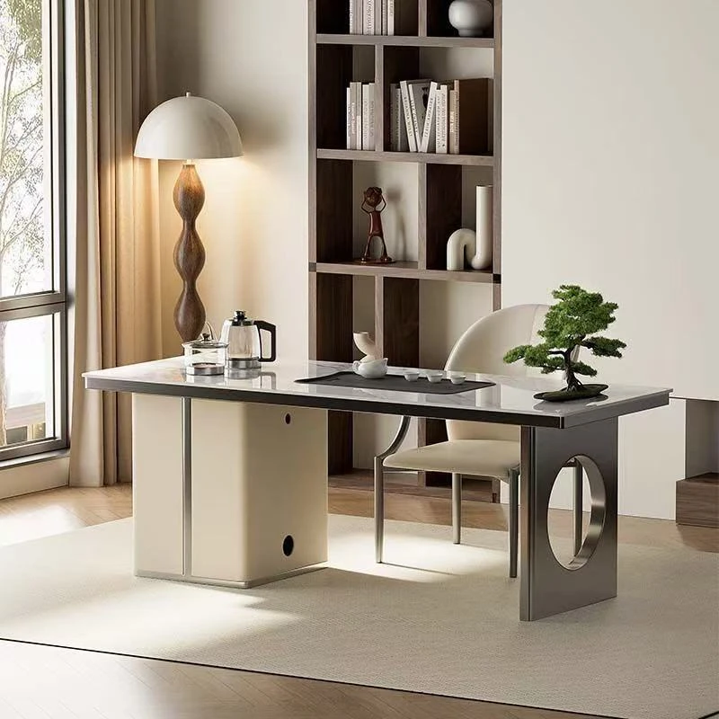 意式岩板茶桌椅组合轻奢泡茶桌茶几现代简约功夫茶台高端阳台茶桌