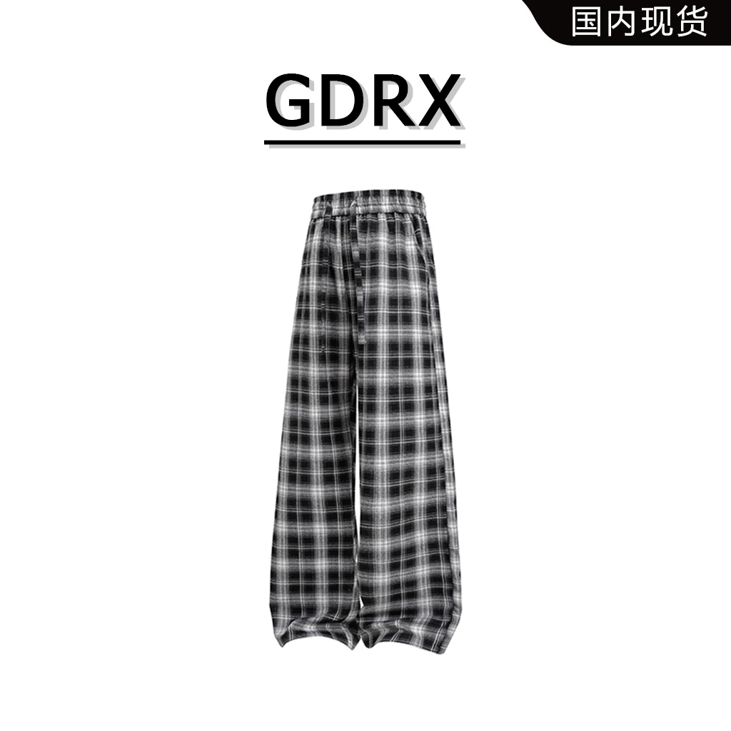 GDRX美式复古男士格子裤2025夏季新款时尚百搭垂感休闲裤轻奢男装