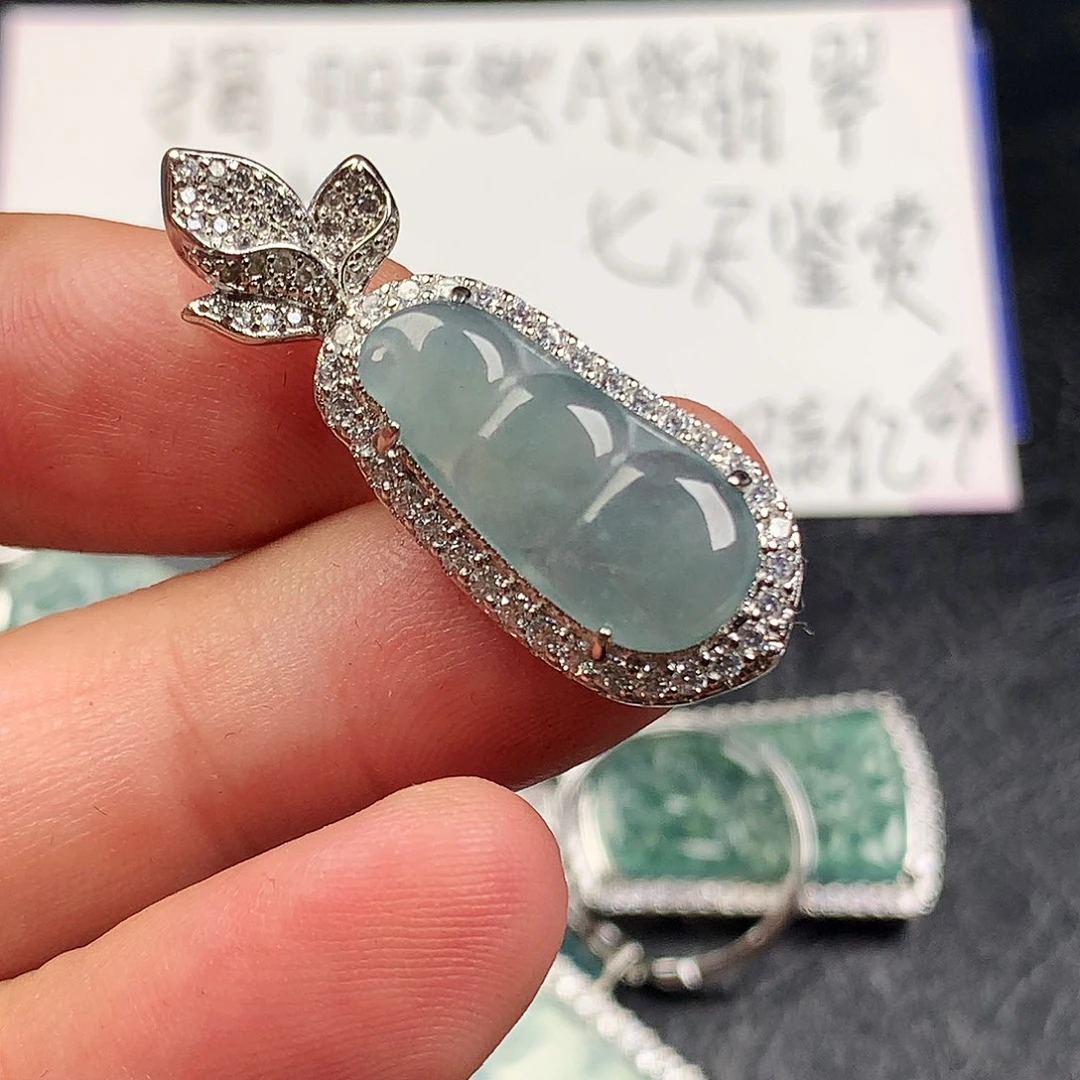 翡翠未镶嵌颈饰福豆