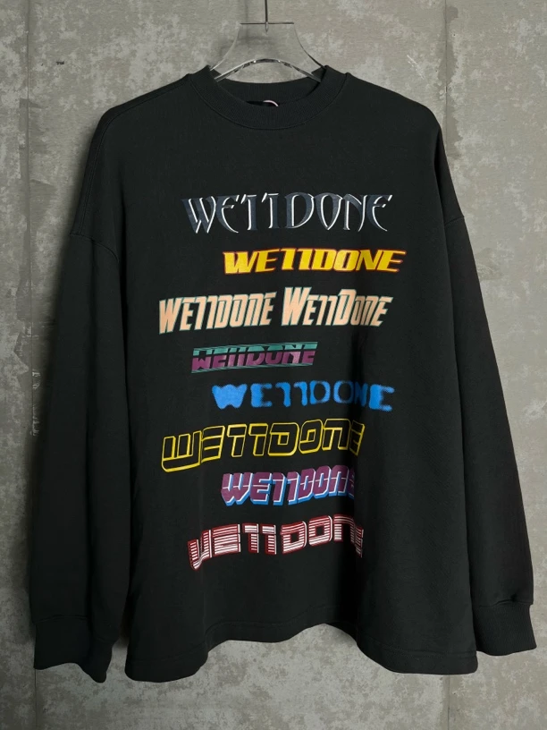 未使用 maje S*1/Welldone深灰色弹幕logo印花卫衣/08290