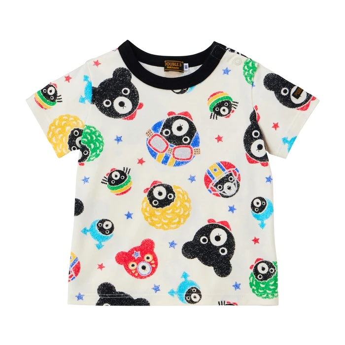 MIKIHOUSE2025夏季新款男宝女宝全明星满印花短袖T恤