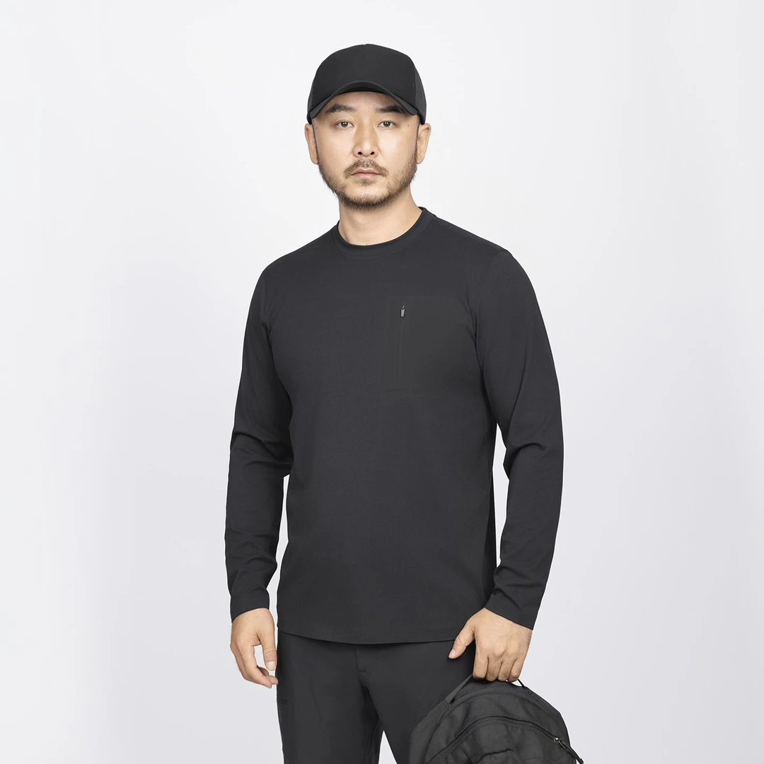 ★【天衣无缝4.0】秋季新款男士全无缝胸袋压胶长袖T恤 HT26