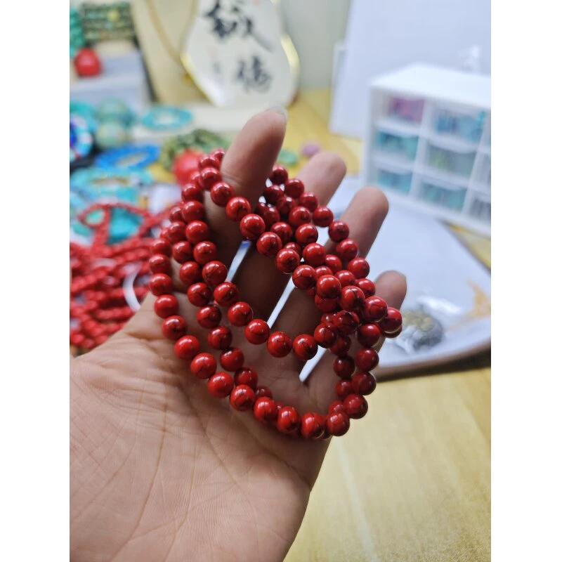 B49 108手串红铁线