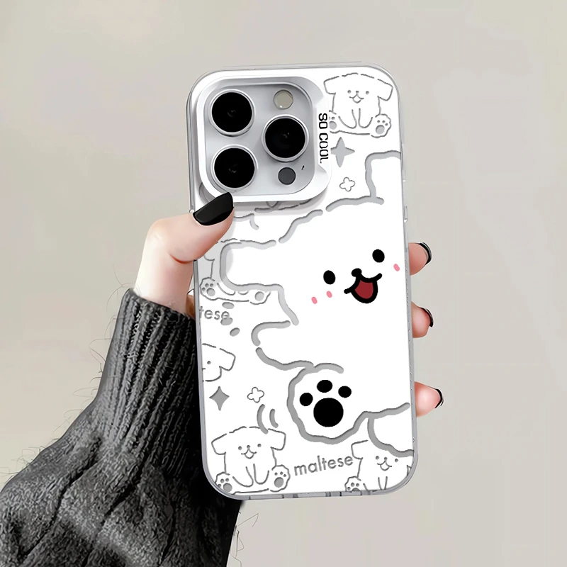 图洛思彩银奔跑狗狗适用苹果16promax手机壳华为荣耀vivo小米oppo