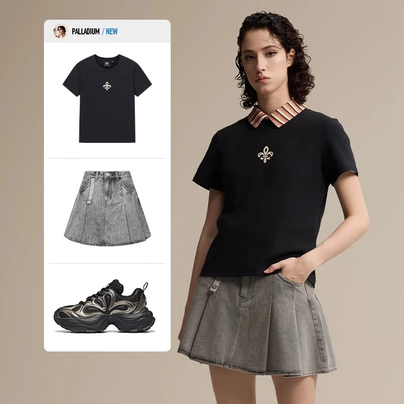 【明星同款】帕拉丁夏季女款上衣宽松时尚休闲潮流简约短袖T恤