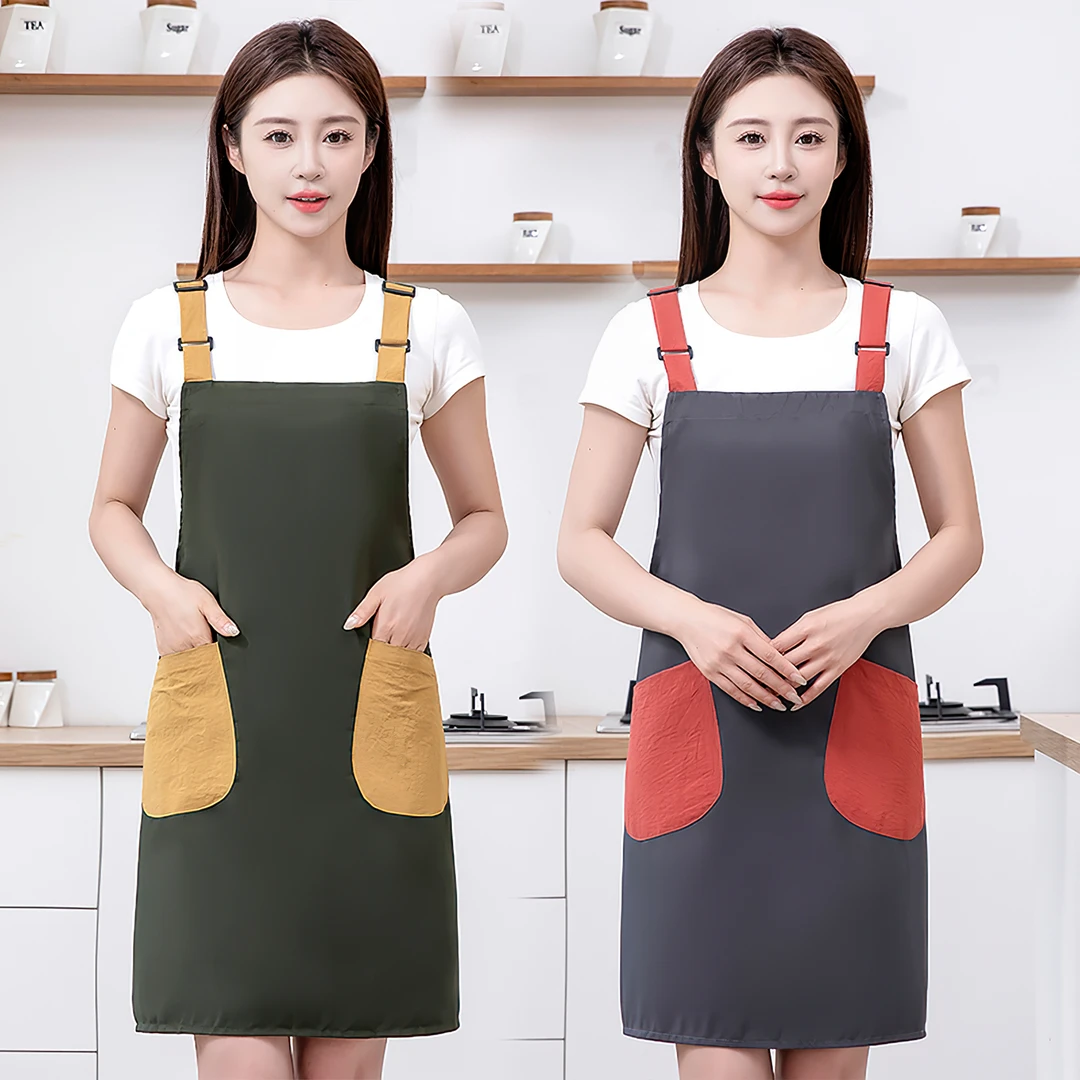 帆布围裙厨房家用成人上班专用防水防油罩衣工作服女定制logo印字