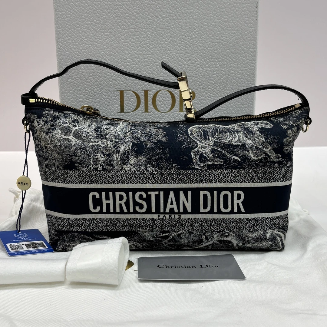 95新 DIOR/迪奥 蓝色动物园印花图案手提饭盒包 15168