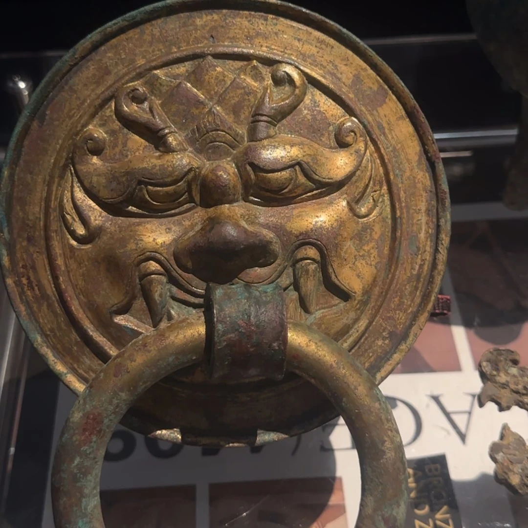 斌*学古铜鎏金铺首艺术品