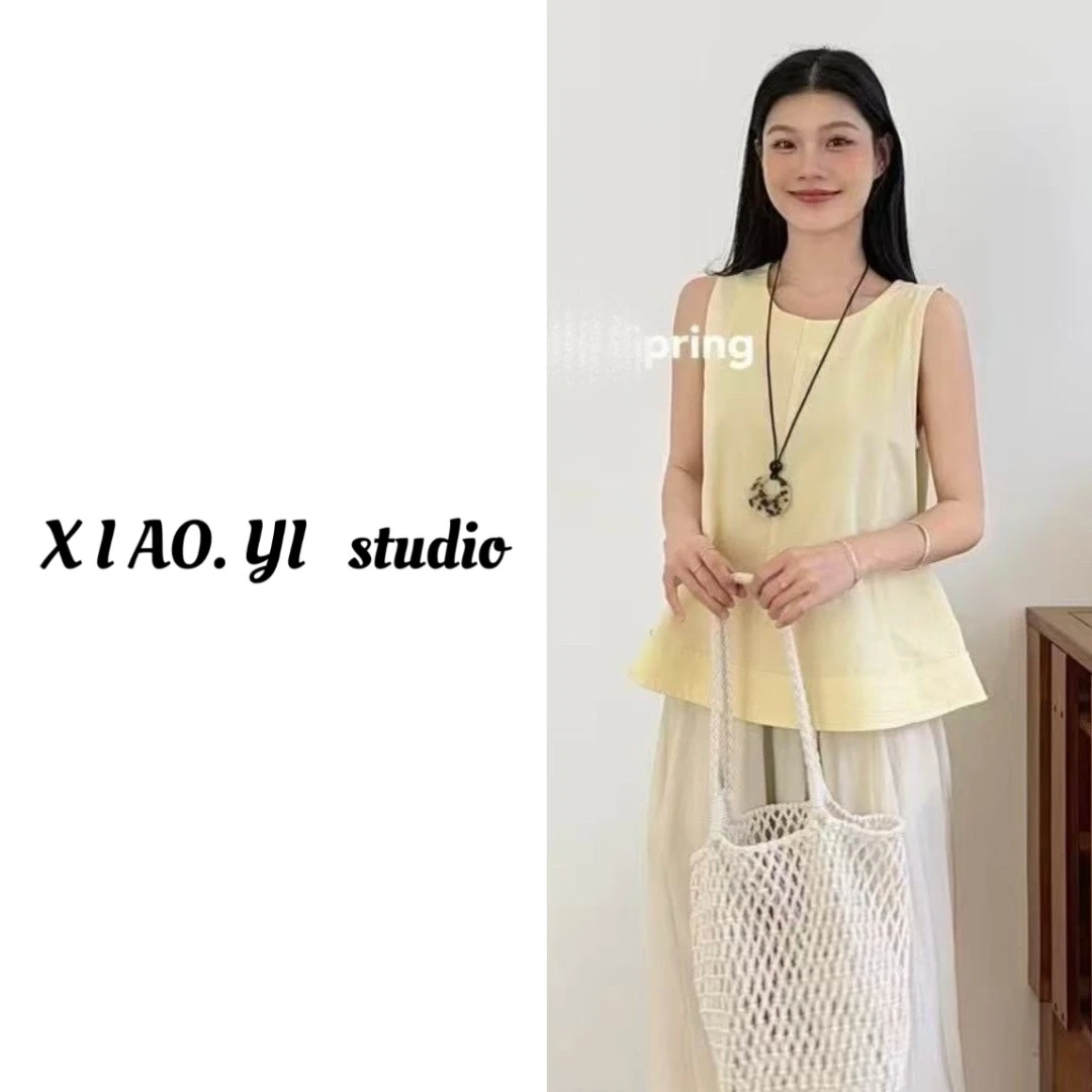 小众新款2025夏季东大门韩版无袖吊带小衫气质百搭衬衫通勤简约