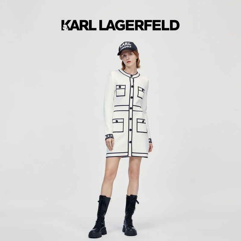 【晨粉专享价】KARL LAGERFELD卡尔拉格斐小香风针织连衣裙M21E13G5