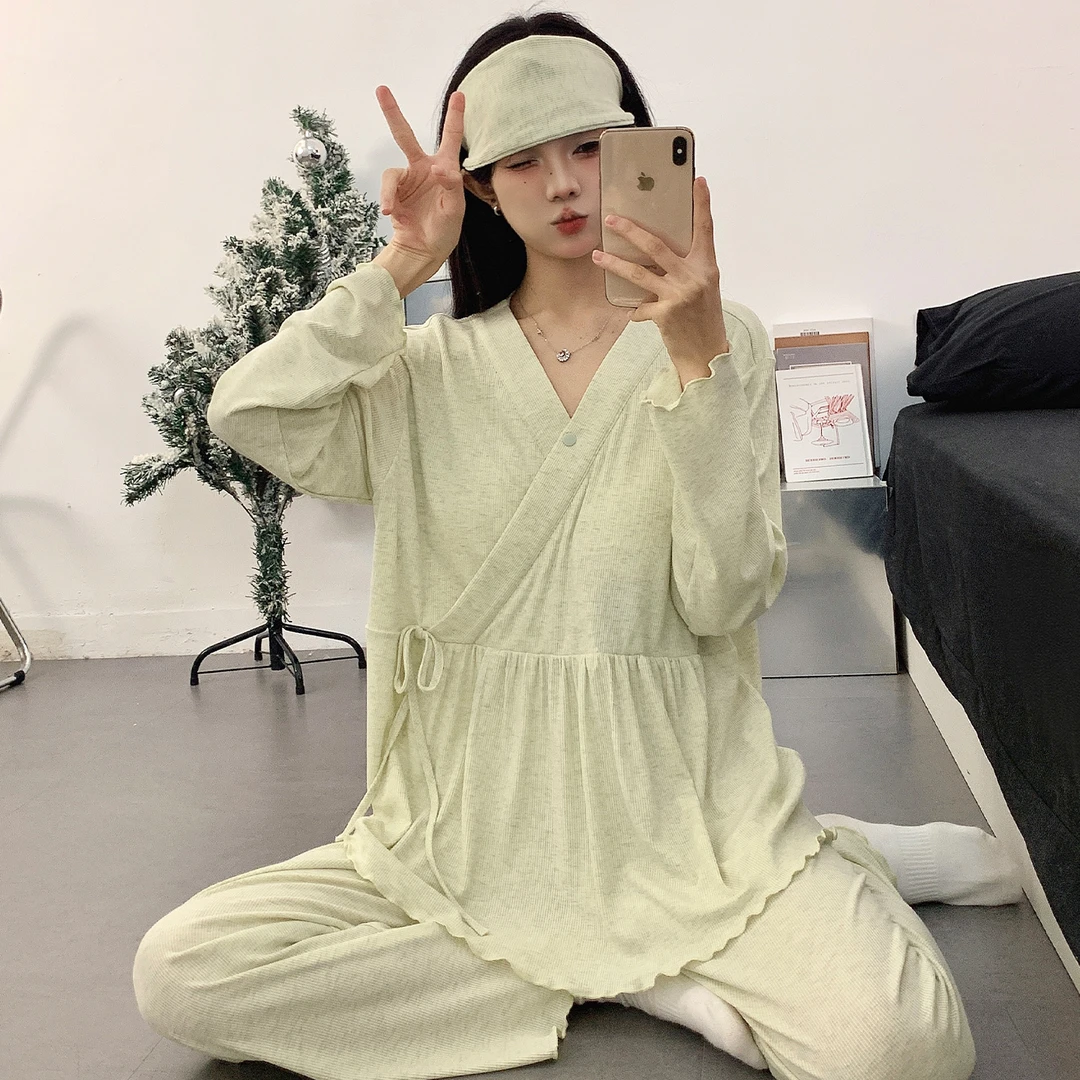 莫代尔月子服春夏季薄款带胸垫孕妇睡衣怀孕期产妇哺乳家居服套装