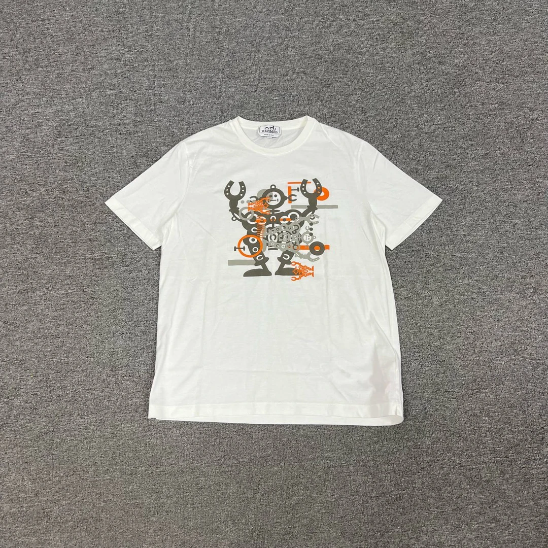 99新 Hermes/爱马仕 白色 机器人 短袖 s码