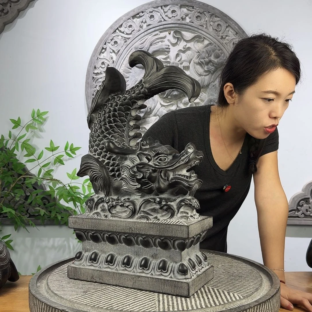 石材龙鱼摆件高度50厘米