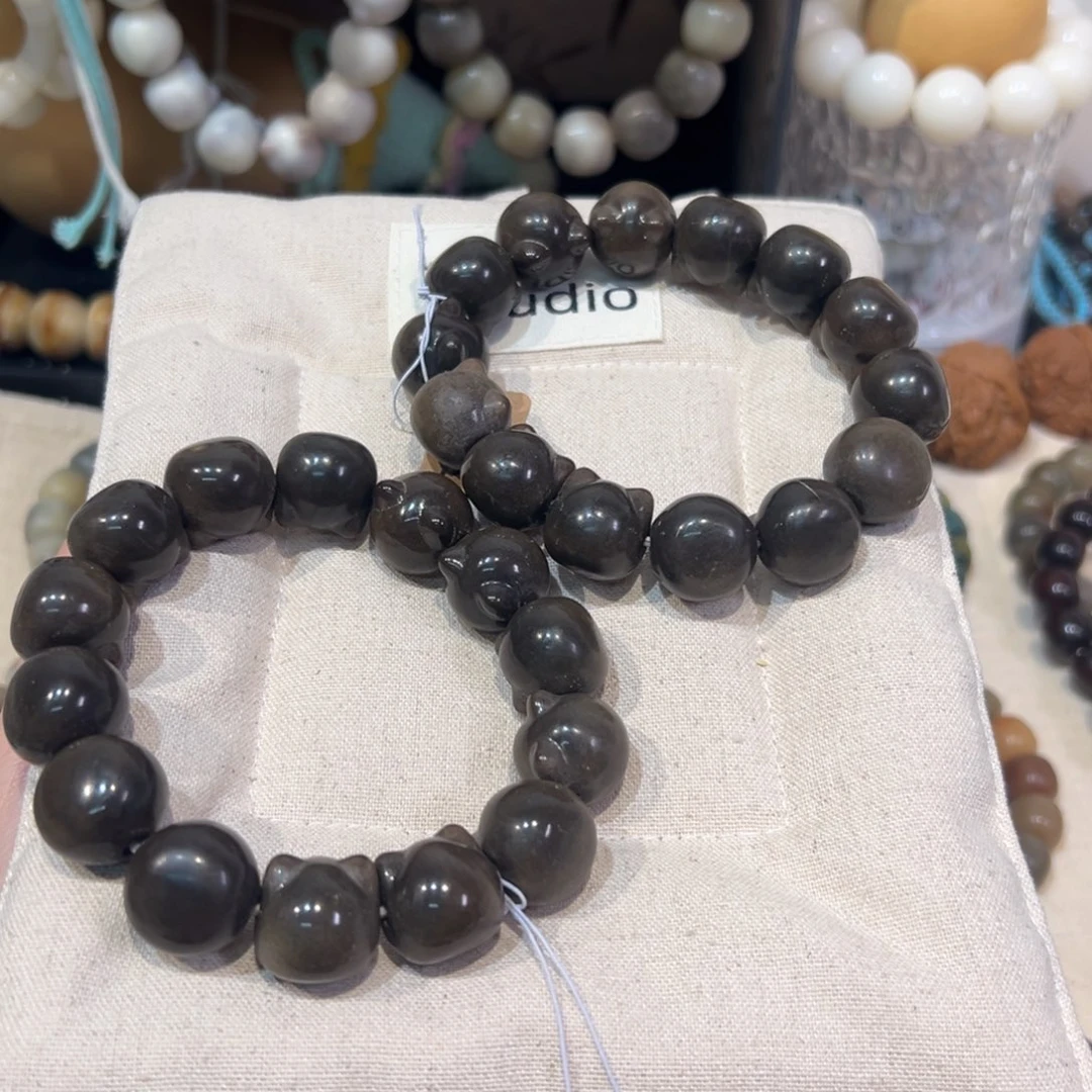 菩提根/象牙果吊坠咖色猫猫头卡17微瑕