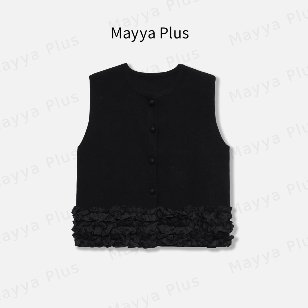 【菲林假日】Mayya Plus麦芽定制轻奢气质显瘦百搭针织马夹32448090