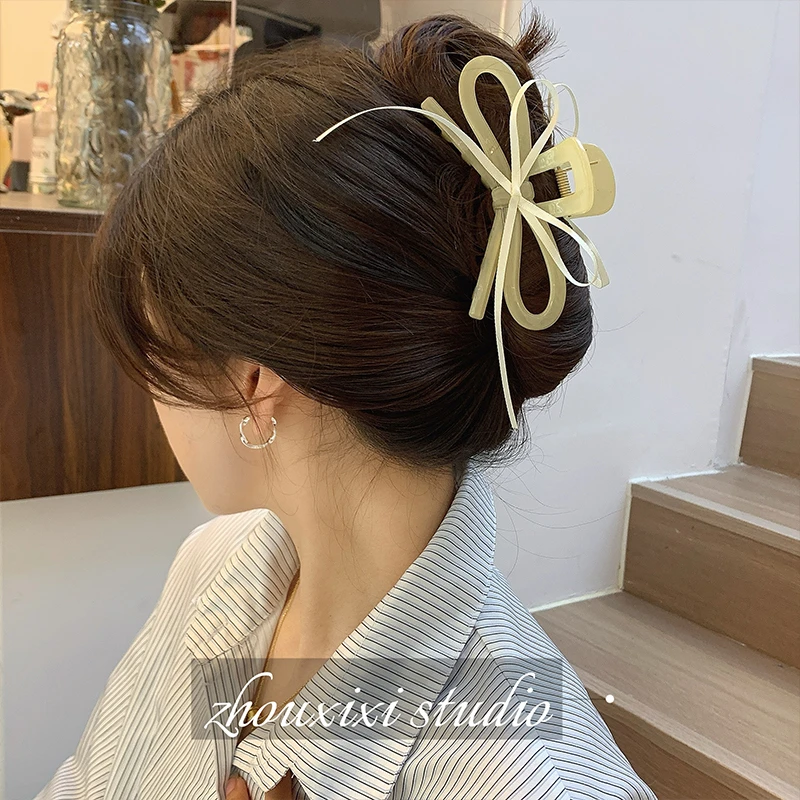 优雅飘带蝴蝶结抓夹女后脑勺气质发卡夹子头饰网红高级感鲨鱼夹