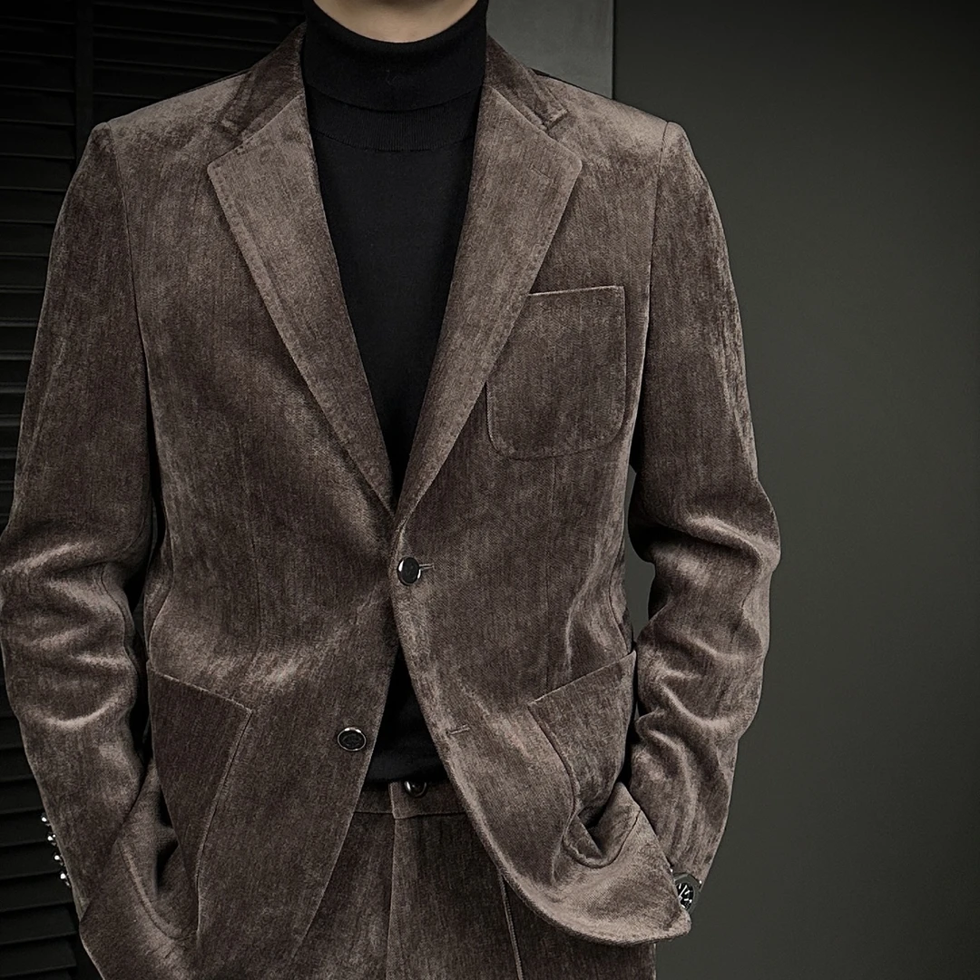 秋季2025新款男士西服时尚潮流休闲百搭外套6898