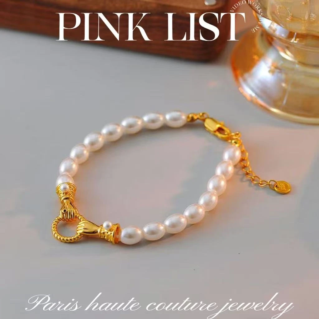 铜合金仿珍珠手链 D2619法★【执子之手】PINK LIST 聘戈丽斯 手链