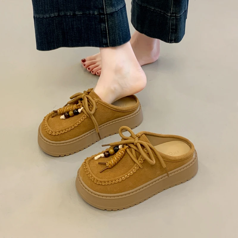 通勤半拖厚底包头外穿2025新款勃肯鞋一脚蹬懒人博肯单鞋凉拖鞋女