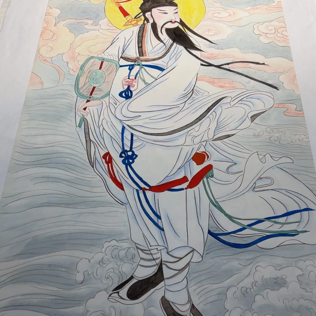 国画白衣吕祖作品