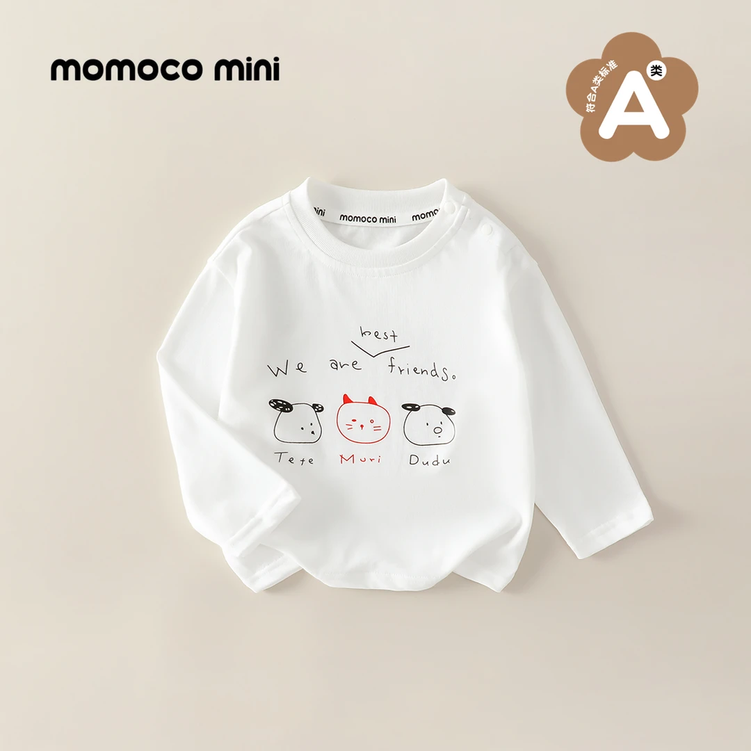 【现货】MOMOCOmini婴童秋季针织可爱白色T恤男女宝上衣87910235006