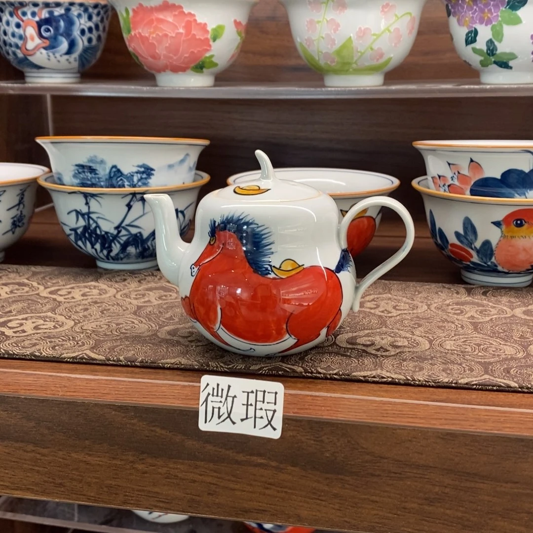 釉下彩老陶泥手工绘制