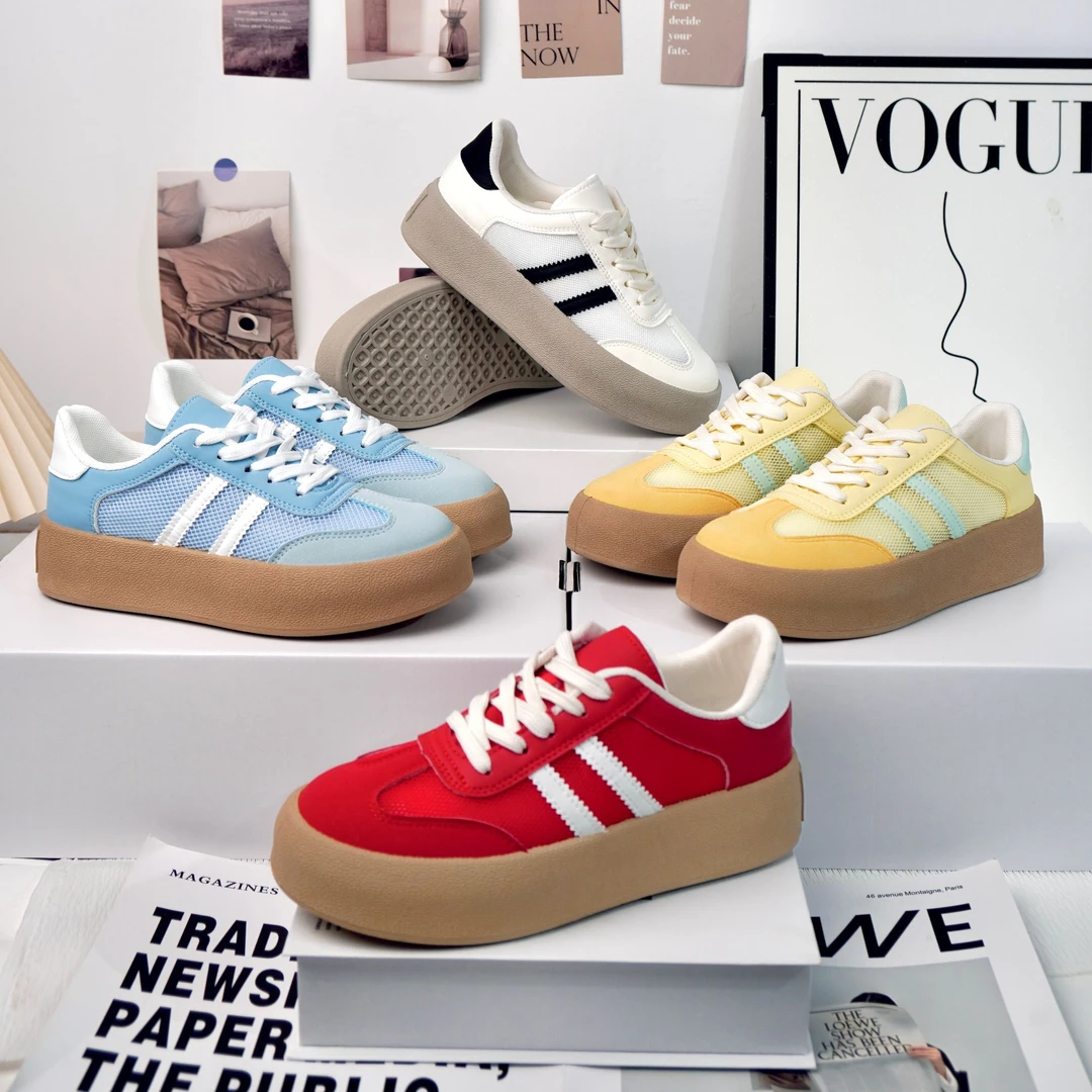 6001-W新款透气网圆头系带德训鞋女夏百搭休闲鞋-S