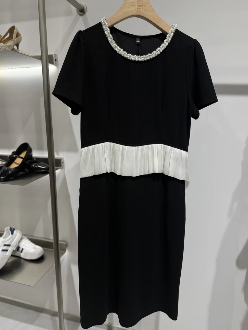 【方圆服饰】高腰连衣裙长款拼接白色时尚夏季中长裙