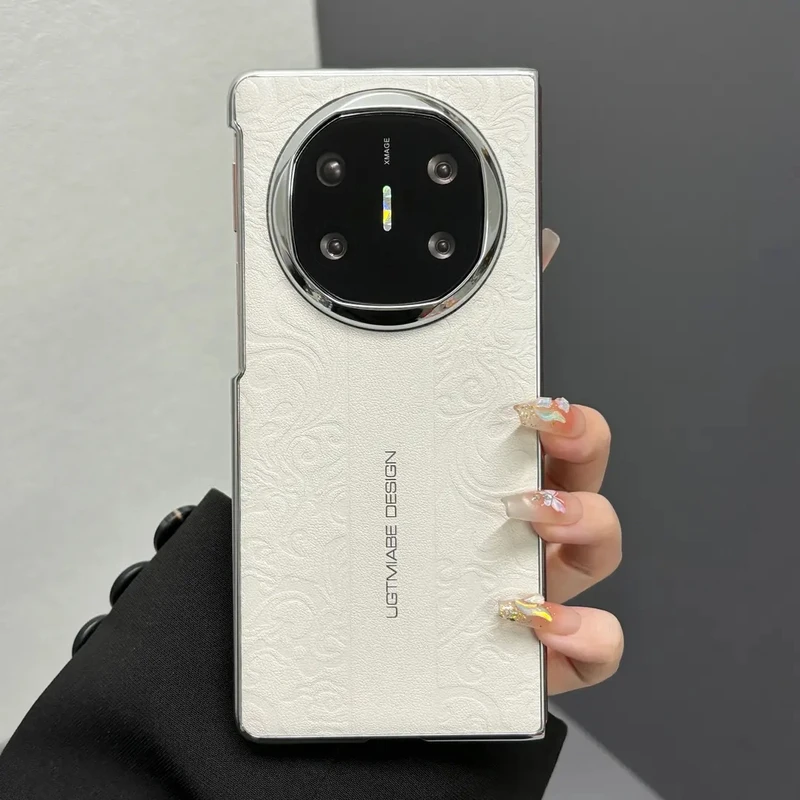 国风适用于华为MateX5折叠屏mateX6手机壳x3后保时捷电镀皮纹皮质