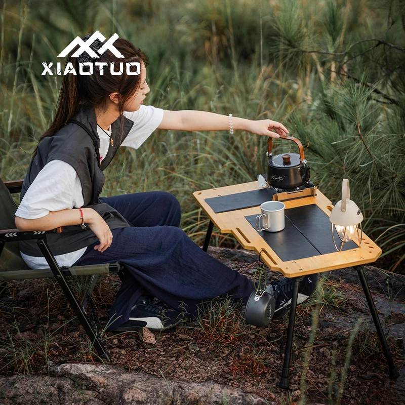 户外露营便携式一体化茶桌多功能一秒收纳可折叠可伸缩旅行用茶桌