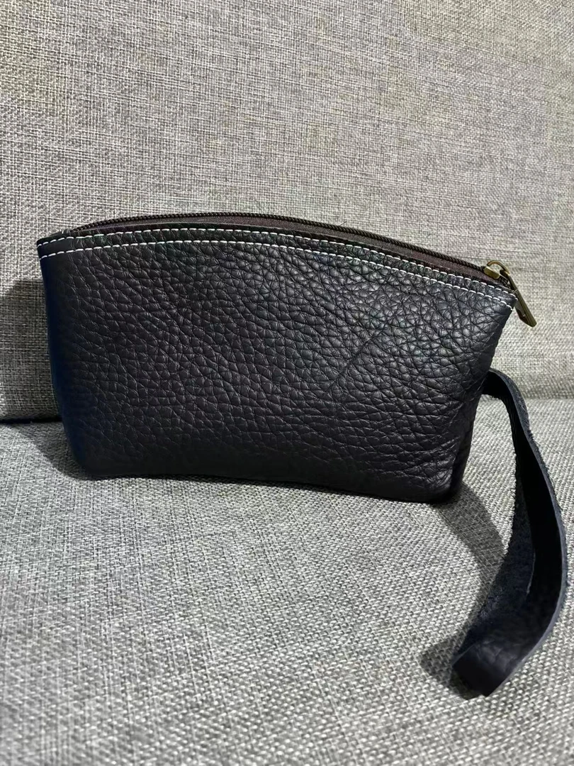 头层牛皮手拿手腕包（可放手机）