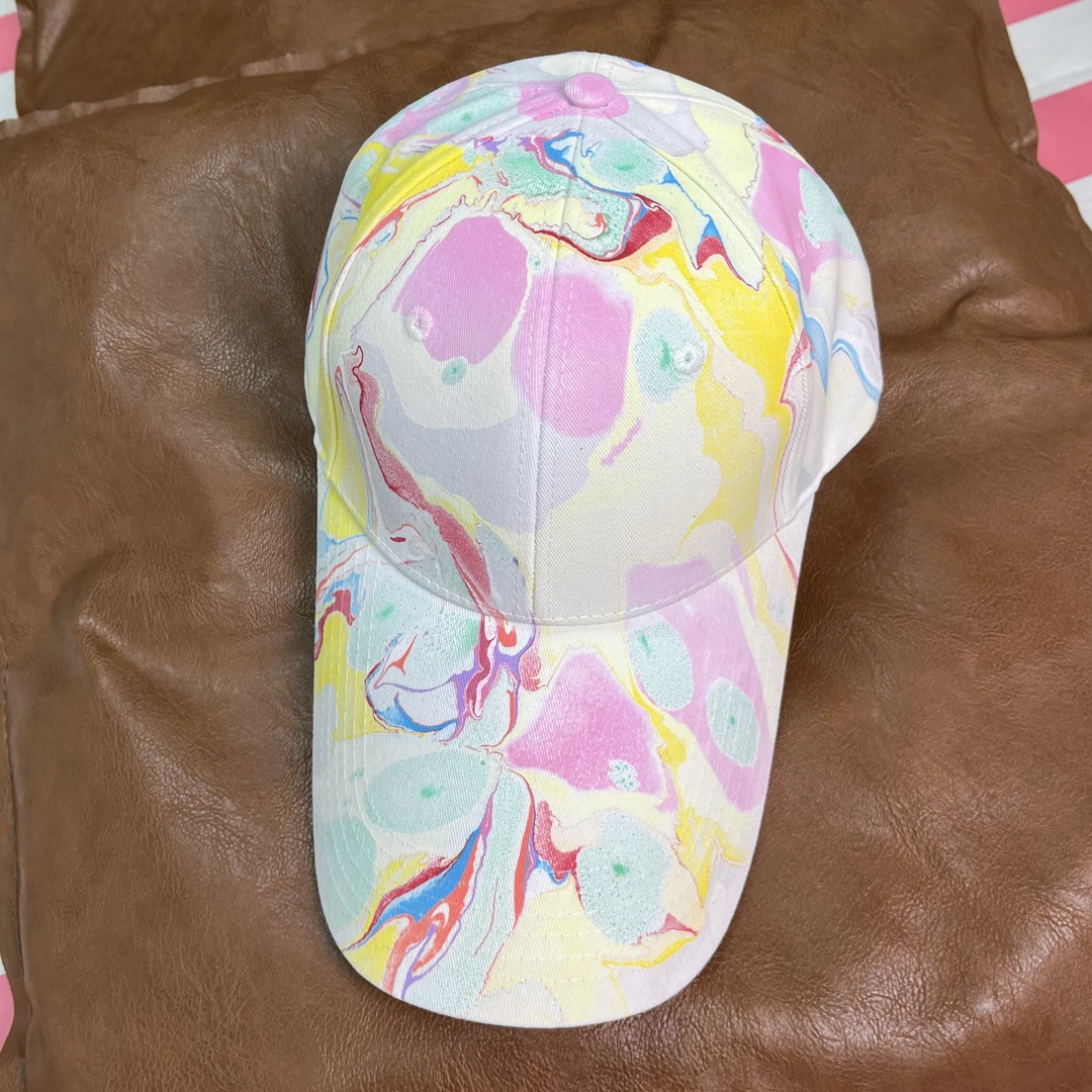 一物一拍【手工制作】【难免瑕疵】【介意慎拍】水拓遮阳帽网红棒球帽