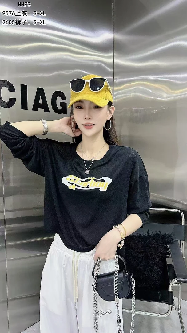 长袖夏季体恤女款显瘦上衣舞团服防晒上衣T恤休闲时尚黑色宽松
