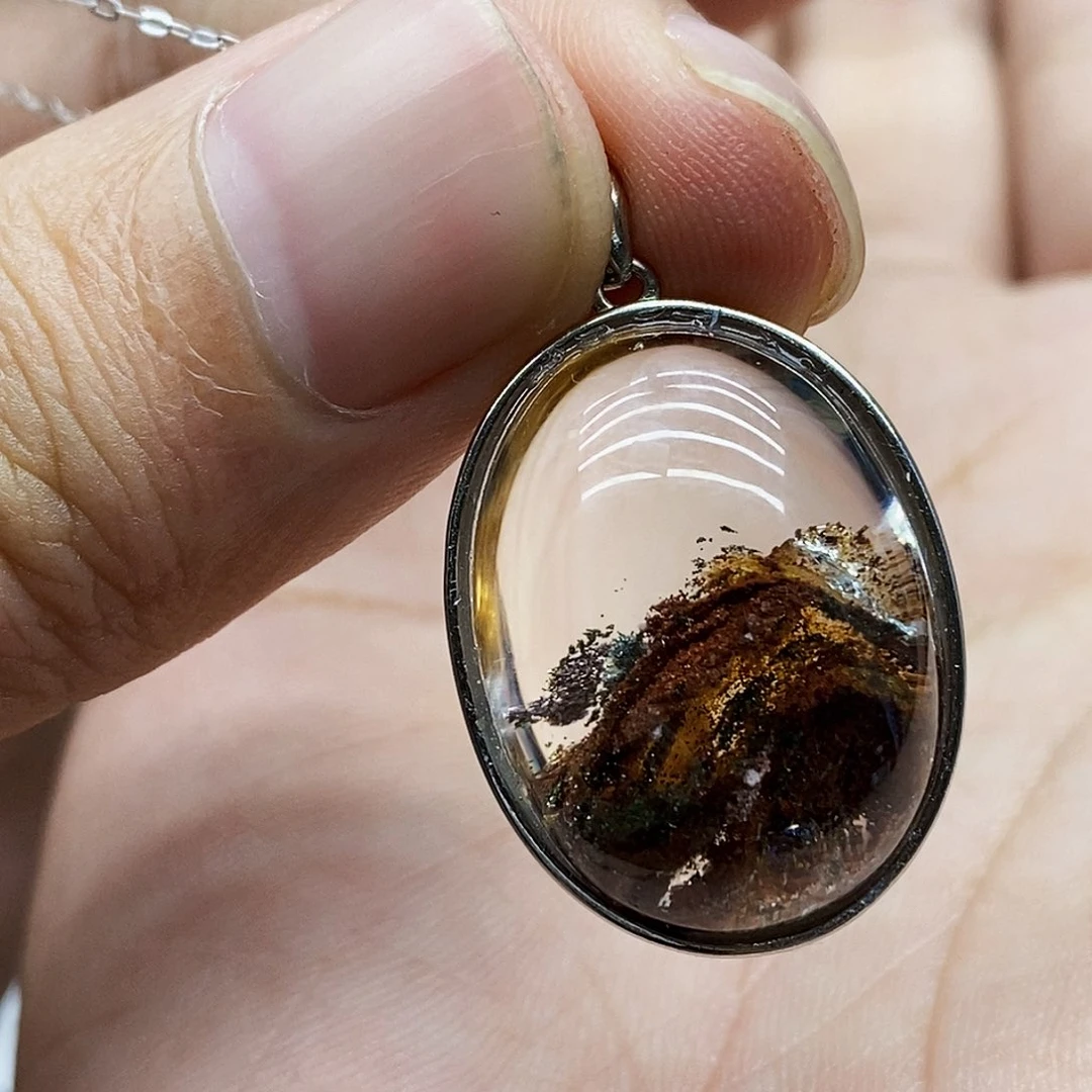 水晶吊坠银S925镶嵌吊坠