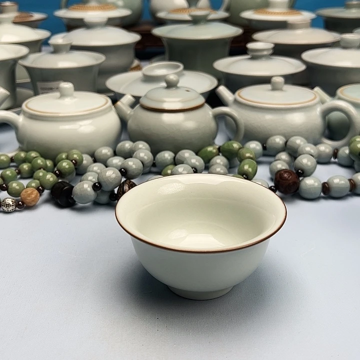 杯月白釉压手杯原矿原釉原产地