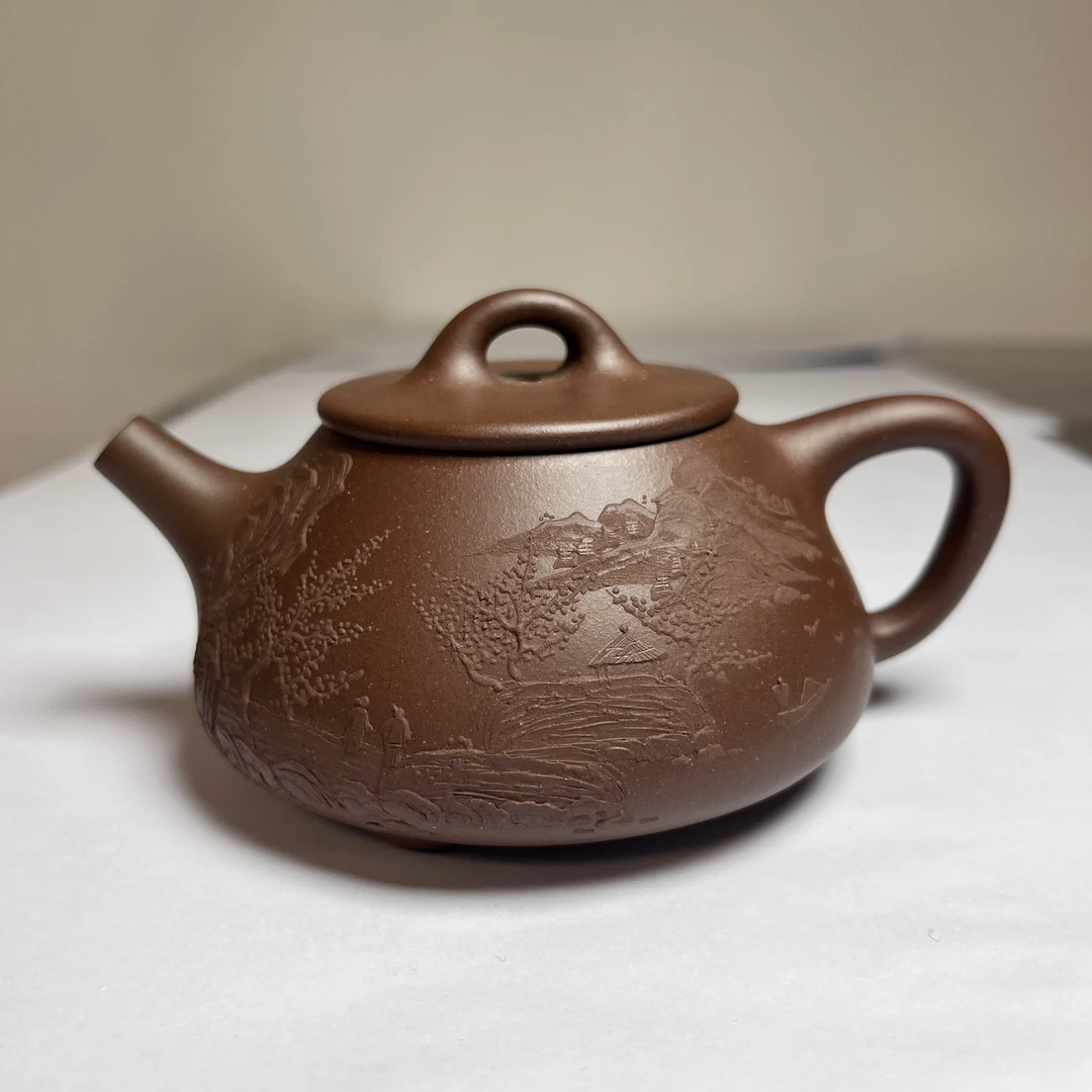 【精品紫砂】-lot018-陈永亮-一厂老紫泥-景舟石瓢-150cc