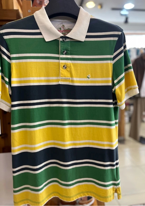 宽条纹Polo翻领T恤衫