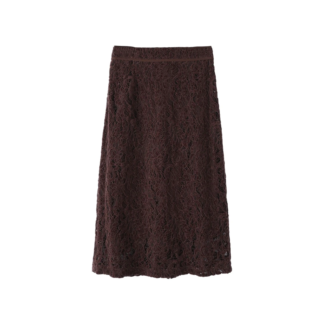 蕾丝连衣裙厚款秋冬秋季显瘦半身裙中长款高腰性感风气质1042