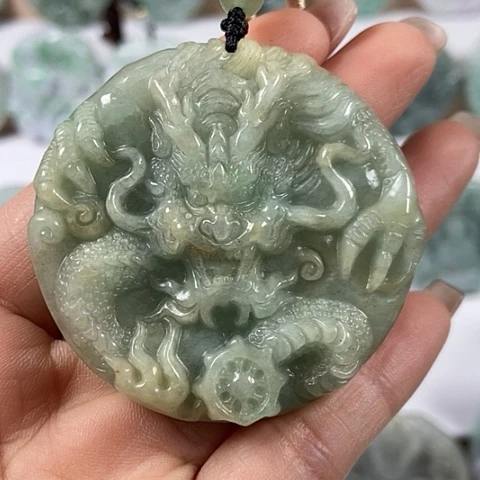 翡翠颈饰未镶嵌龙凤呈祥两面工福利