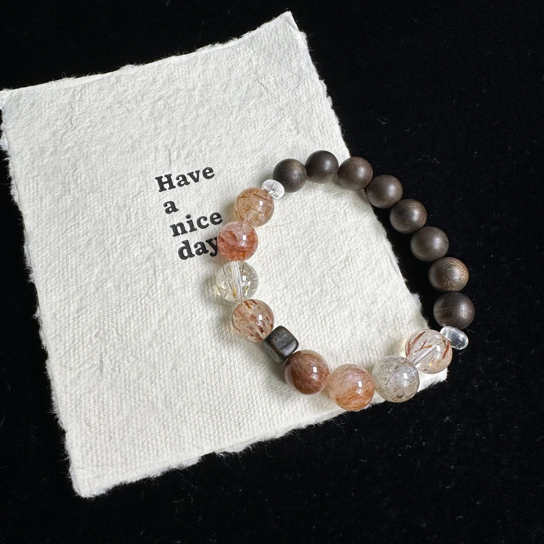 【禅意】黑金超水晶拼接木质设计款手串 多样性发一