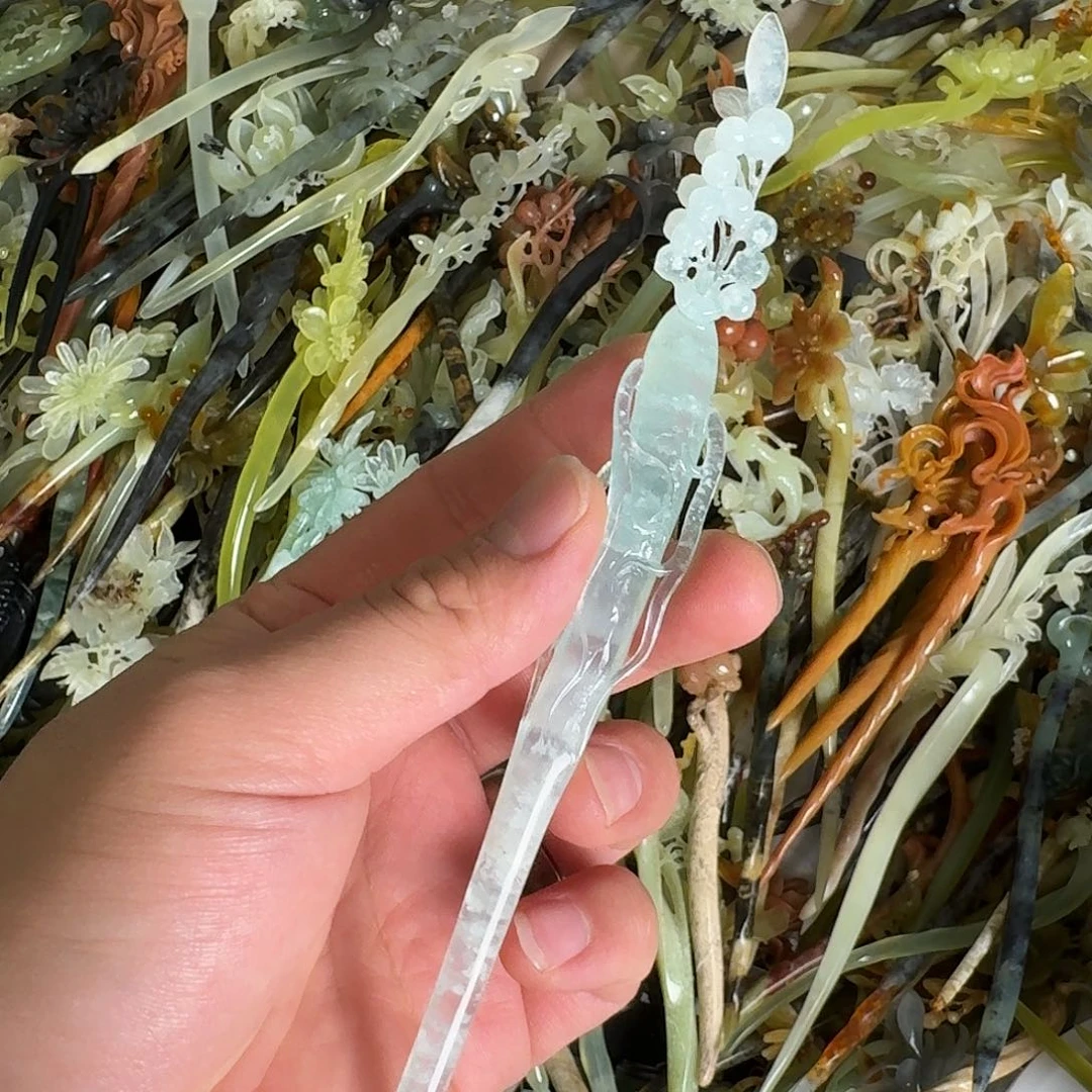 小***夜蛇纹石玉未镶嵌发饰